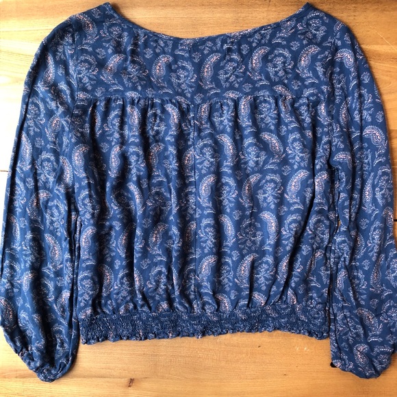 American Eagle 3/4 Sleeve Paisley Style Crop top - Picture 8 of 10